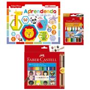 Kit de Colorir com Livro Aprendendo com os Animais - Canetinhas e Lápis de Cor - Faber-Castell