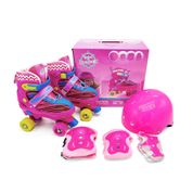Patins Clássico - Ajustáveis com Kit de Proteção - Tamanho 34 a 37 - Rosa - Uni-Art
