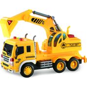 Mini Veículo - Escavadeira de Construção - Shiny Toys - Amarelo