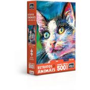 Quebra-Cabeça - Game Office - 500 Peças - Nano - Retratos Animais! - Gato - Toyster