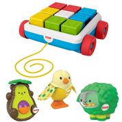 Kit Fisher-Price - Carrinho de Blocos e Conjunto de Animais - Pintinho, Ovelha e Urso