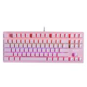 Teclado Gamer Oex Mecânico Game Wolf Led Rainbow Abnt2 TC605 Pink - Oex