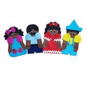 Kit de Dedoches Família Negra (com 4 peças) - Em Feltro