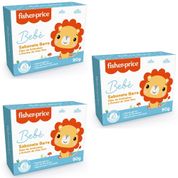 3 SABONETES EM BARRA BEBE FISHER PRICE 90GR HIPOALERGÊNICO