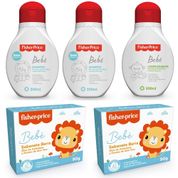 KIT 2 SHAMPOO + CONDICIONADOR + 2 SABONETE BEBE FISHER PRICE