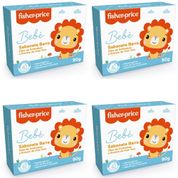 4 SABONETES EM BARRA BEBE FISHER PRICE 90GR HIPOALERGÊNICO