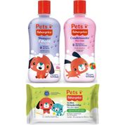 SHAMPOO + CONDICIONADOR + LENCINHO PETS FISHER PRICE FILHOTE