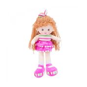 Boneca Pelúcia Laço Cabelo Saia Pink 40cm