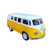 Carrinho em Miniatura Perua Kombi Amarela de Ferro Realista 1:32