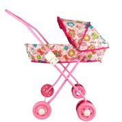 Carrinho Berço De Boneca Estilo Reborn Luxo Dobravel Rosa ou Azul M&P Cor:Rosa