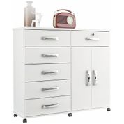 Cômoda 6 Gavetas 2 Portas Platina New Branco - Lukaliam Móveis