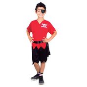 Fantasia Infantil Pirata Camiseta Short Tapa Olho 2 A 8 Anos