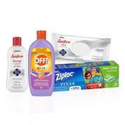 Kit Repelente Off! Kids + Álcool em Gel Lysoform + Lenço Umedecido Lysoform + Saco de Lanche Ziploc