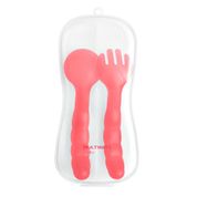 COLHER E GARFO COM ESTOJO HIGIENICO FUNNY MEAL ROSA - BB1131