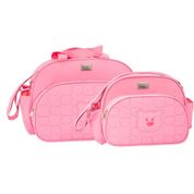 Kit Bolsa Maternidade Bebê - 2 Peças Ursinho Luxo Rosa