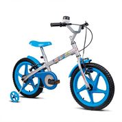 Bicicleta Infantil Rock Prata e Azul Aro 16