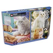 Quebra-Cabeça 500 Peças Duplo - Gatos - Grow