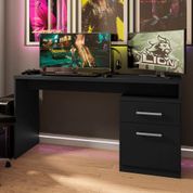 Mesa Gamer com Gaveteiro Versátil Gales Preto