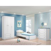 Conjunto Quarto Infantil Villae Branco Azul com Colchão