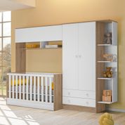Conjunto Quarto Infantil Berço e Módulos Hug Carvalho Rústico Branco