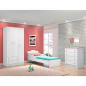 Conjunto Quarto Infantil Villae  Branco Rosa com Colchão