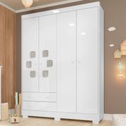 Guarda Roupa Infantil 4 Portas Alice Branco Flex Branco/Cartagena