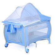 Berço Portátil com Mosquiteiro - Nanna Blue Check - Burigotto