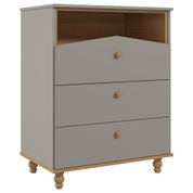 Comoda Bebê Infantil MDF Pés Madeira Fendi Nature 3 Gavetas Corrediças Telescópicas Guarda Roupa