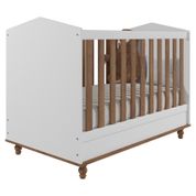 Berço Americano de Bebê Branco MDF Vira Mini Cama Com Regulagem Altura E Pés Madeira