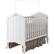 Berço Americano de Bebê Provençal Branco MDF Vira Mini Cama Com Regulagem Altura Harmonia