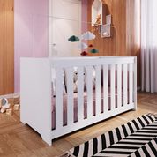 Berço Infantil Bebê Aconchego 3 Regulagens de Altura Elegante Branco Completa Móveis