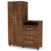 Guarda Roupa com Cômoda 2 Portas 4 Gavetas Line Imbuia/Rústico - VLR Móveis