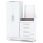Cômoda Infantil 02 Portas 4 Gavetas Line Flex Branco/Rosa/Canela - VLR Móveis