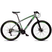 Bicicleta MTB Volcon Aro 29 Quadro 17 Alumínio 21 Marchas Freio Mecânico Cinza Verde - GT Sprint