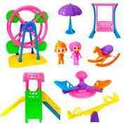 Kit Parquinho de Montar Infantil Brinquedo Playground com escorregador e Bonecos