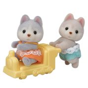 Conjunto de Figuras - Sylvanian Families - Bebês Huskys Amber e Jeremy - Epoch