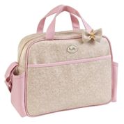 Bolsa Maternidade Clássica Bege Com Rosa - Grande - Tutti Baby 101801020