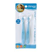 Colheres de Silicone Infantil Azul 2 Pçs Clingo