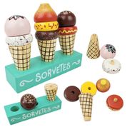 Comidinha Sorvete de Brinquedo Infantil de Madeira 11 Peças