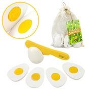 Ovos de Brinquedo Comidinha Infantil Com Velcro 6 Pçs + Faca