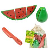 Kit Frutas de Brinquedo de Comidinha Velcro Infantil + Faca