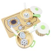 Jogo de Panelas Infantil Fogão Cooktop de Brinquedo Madeira