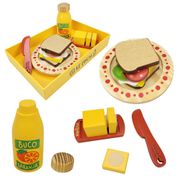 Kit de Comidinha de Brinquedo Infantil Madeira Lanche 10 Pçs