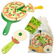 Kit Pizza de Brinquedo Comidinha Infantil Velcro + Acessório