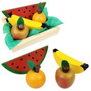 Kit Frutas de Brinquedo Comidinha Infantil 4 Peças + Caixa