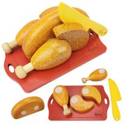 Comidinha de Brinquedo Infantil Com Tábua Faca Frango 7 Pçs