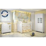 Quarto de Bebê Provençal Guarda Roupa 3 Portas Cômoda Berço Mini Cama com Colchão Lisa Branco Carolina Baby