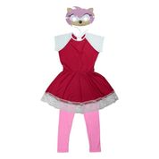 Fantasia Sonic Rosa Infantil Vestido Amy Rose Com Máscara