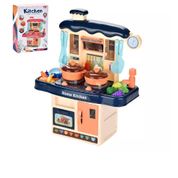 KIT COZINHA INFANTIL COMPLETA PIA TORNEIRA COM AGUA PANELAS FORNO FOGAO ACESSORIOS PRATOS TALHERES CHEFF