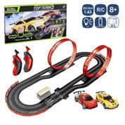 PISTA DE CORRIDA 3 EM 1 AUTORAMA DUPLO LOOPING COM 2 CARROS E LUZ PISTA ELETRICA TURBO COMPETIÇÃO